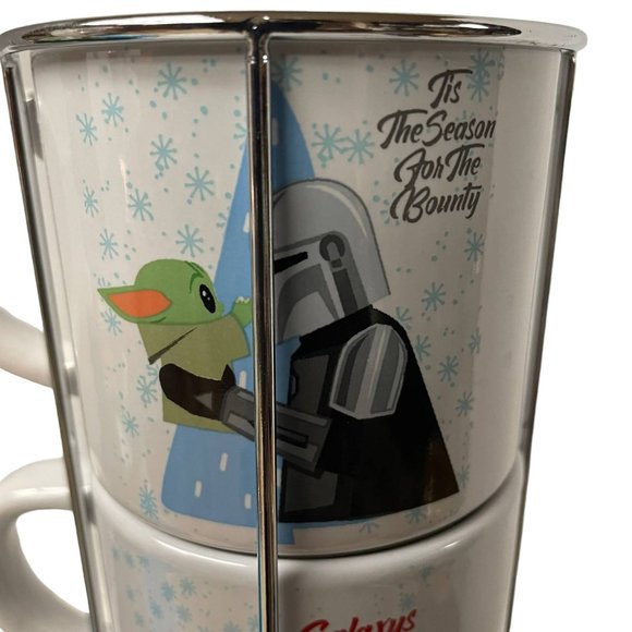 Silver Buffalo STAR WARS The Mandalorian Mug Cup Stackable Set 4 Metal Rack - Picture 4 of 9
